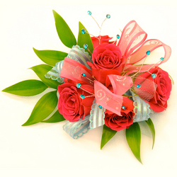 Five Rose Corsage from Casey's Garden Shop & Florist, Bloomington Flower Shop