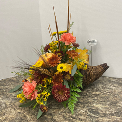 Bountiful Harvest Cornucopia from Casey's Garden Shop & Florist, Bloomington Flower Shop