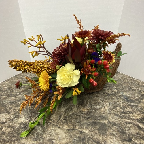 Thankful Cornucopia from Casey's Garden Shop & Florist, Bloomington Flower Shop