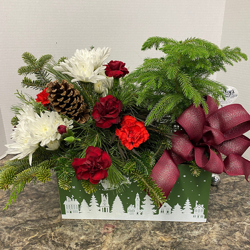 Green Merry Crate-mas from Casey's Garden Shop & Florist, Bloomington Flower Shop