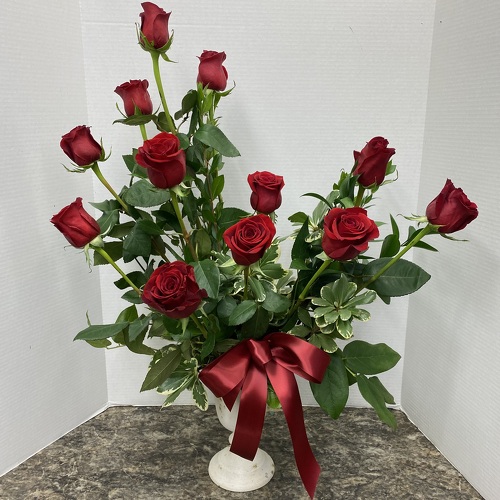 Urn of Roses from Casey's Garden Shop & Florist, Bloomington Flower Shop