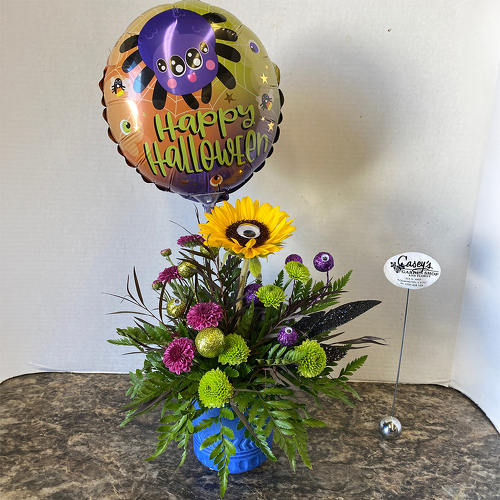Spooky with Halloween Balloon  from Casey's Garden Shop & Florist, Bloomington Flower Shop