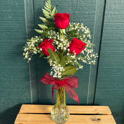 Rose Trio Budvase from Casey's Garden Shop & Florist, Bloomington Flower Shop