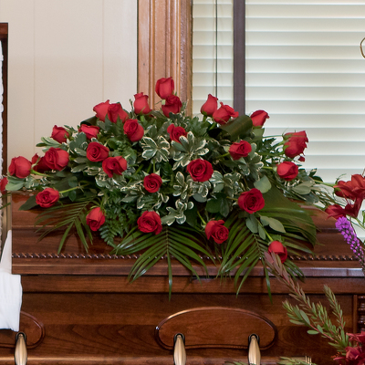 Rose Classic Casket Spray from Casey's Garden Shop & Florist, Bloomington Flower Shop